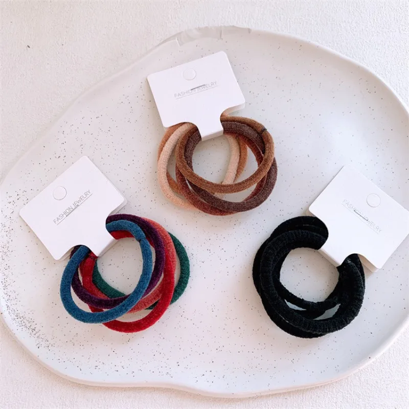 

5Pcs Scrunchies Soft No Crease Gentle Elastic Hair Ties for Girls Non Slip Thick Ponytail Holders Daily Basic Hair Accessories