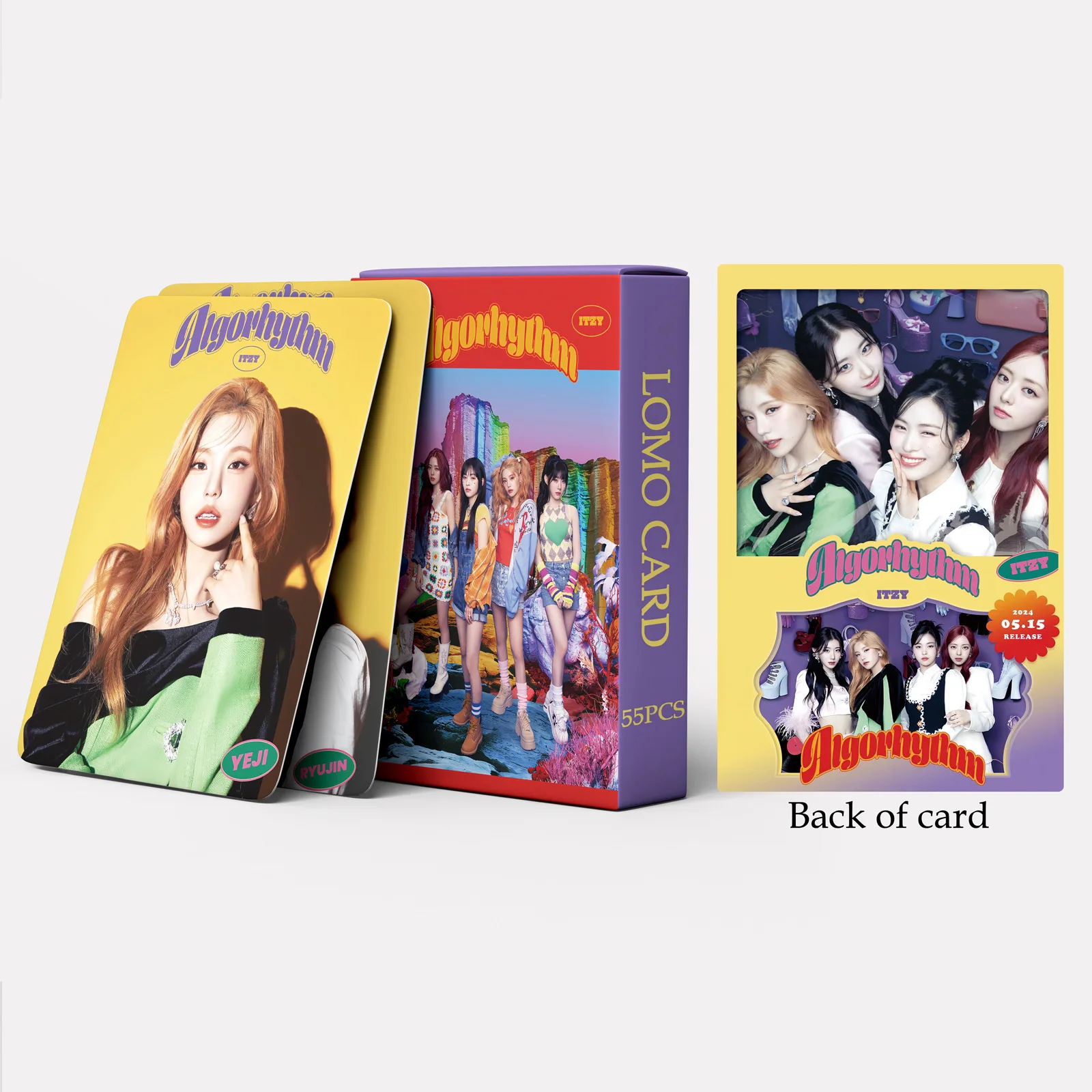 55pcs/Set ITZY Album Algorhythm Boxed Card Kpop Idols Ryujin Yeji High Quality HD Photo Korean Style LOMO Card Fans Collection