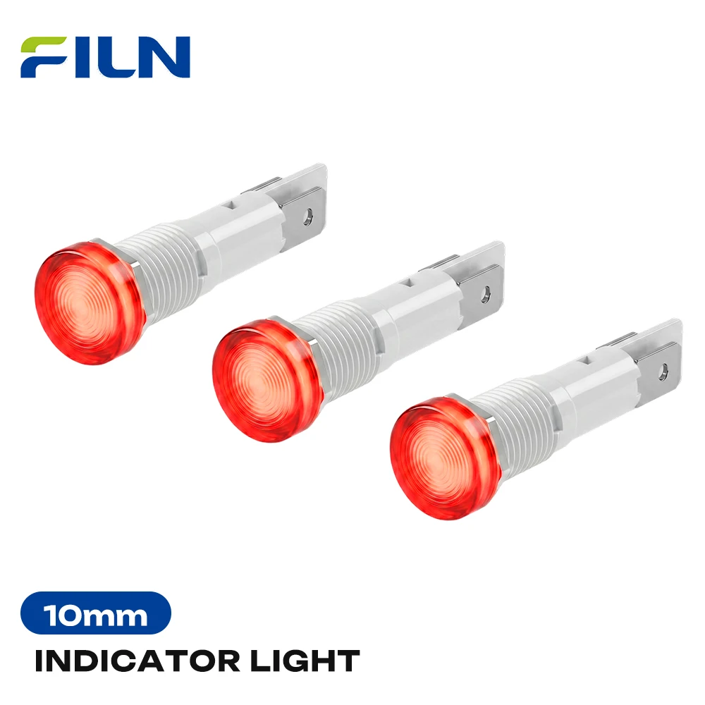 

FILN 3PCS 10mm IP67 Waterproof Warning Lights 12V-24V/110V-220V LED Indicator Lamps for Car Industrial Equipment Control Panel