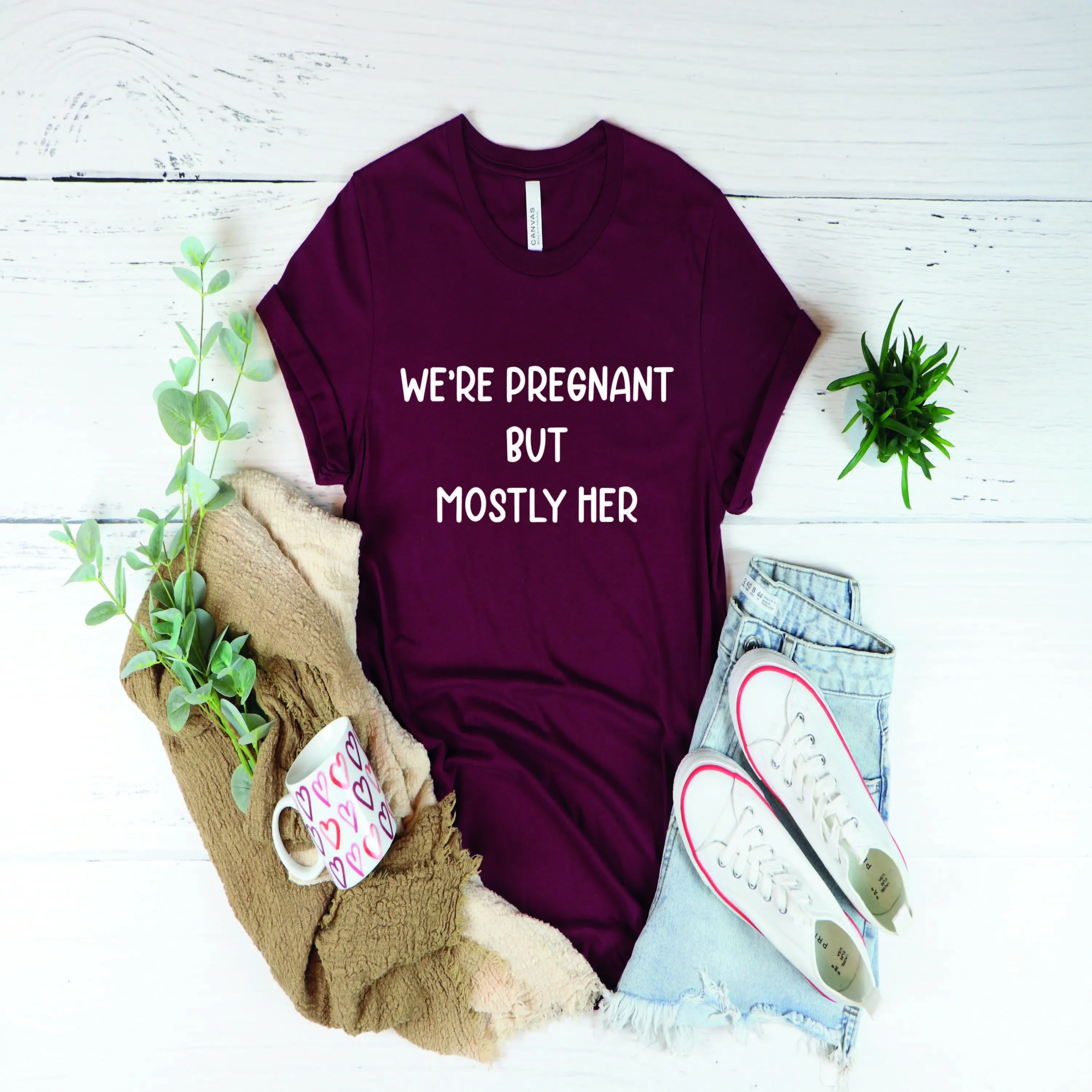 We'Re Pregnant But Mostly Her For New Dad Pregnancy Funny Announcement T Shirt