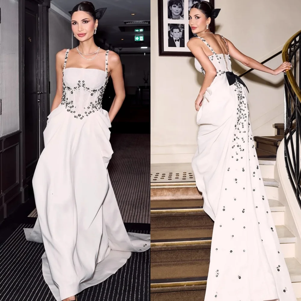 

Customized High Quality White Jersey Evening Dress Classic Strapless Sleeveless Homecoming Dresses Elegant Vestido De Festa