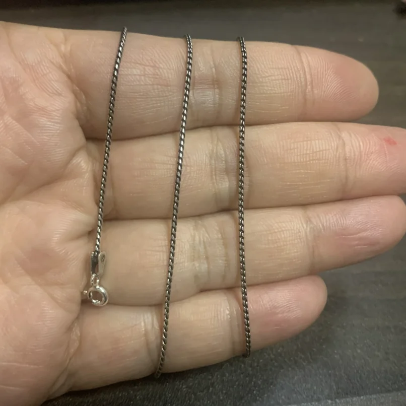 Unibabe S925 Pure Silver 1.2mm Thick Retro Weave Necklace Thai Silver Small Twist Chian Necklace Female Jewelry
