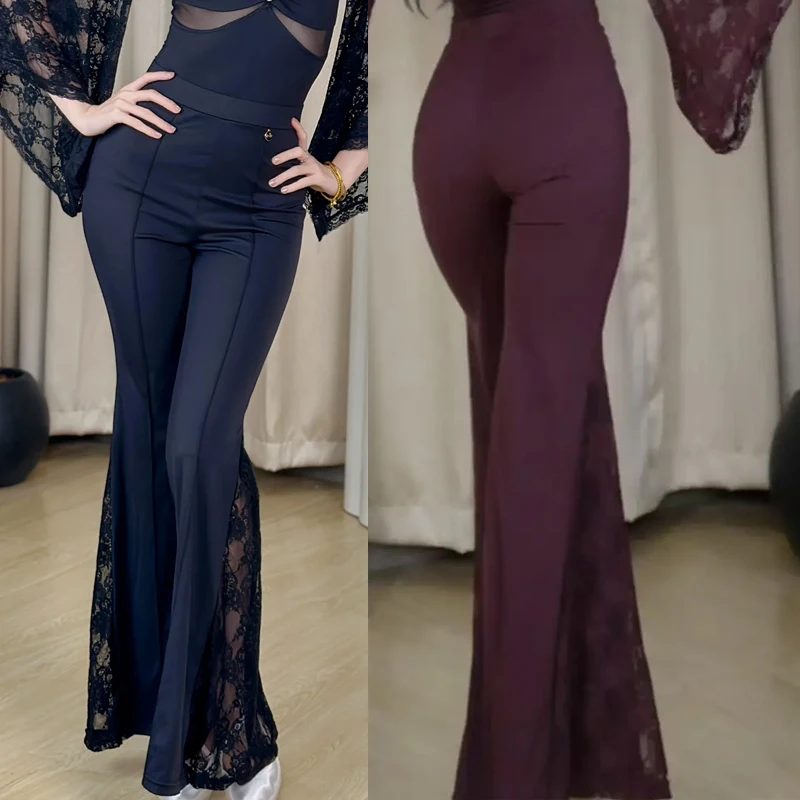 2026 Latin Dance Pants For Women National Standard Dance Micro Flared Pants Modern Dance Pants Latin Practice Clothes XH3474