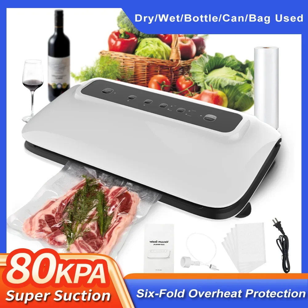 

Newest 80kPa Continuous Vacuum Food Sealer Dry Wet Segregation for Kitchen Household Food Vacuum Sealer Packaging Machine