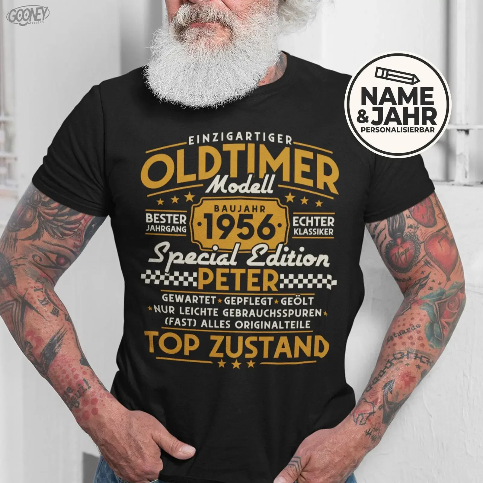 70th Birthday T Shirt Vintage Car Year of Birth 1956 for Men Funny Party vintage Washed Versatile designer clothes