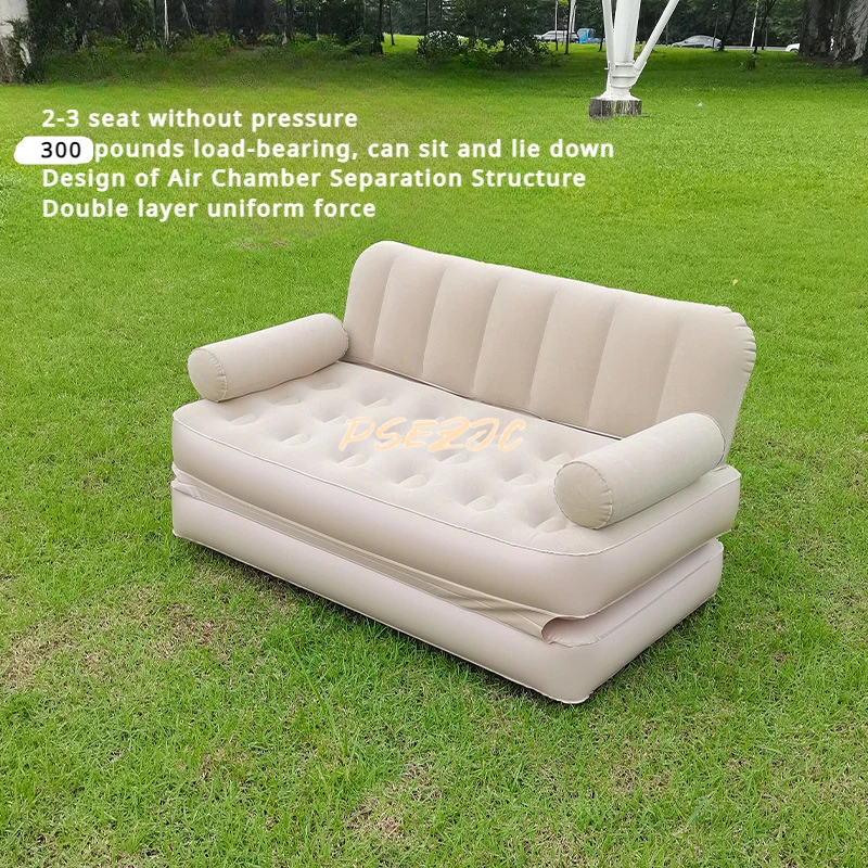 Household Foldable Inflatable Seats Outdoor Sofas Lazy Lounge Chairs Camping Inflatable Mattresses Foldable Courtyard Furniture