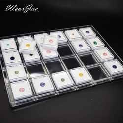 Caja de exhibición de piedras preciosas de 24 piezas, bandeja organizadora de colección de piedras preciosas con cubierta, soporte de joyería de diamantes sueltos, contenedor de protección