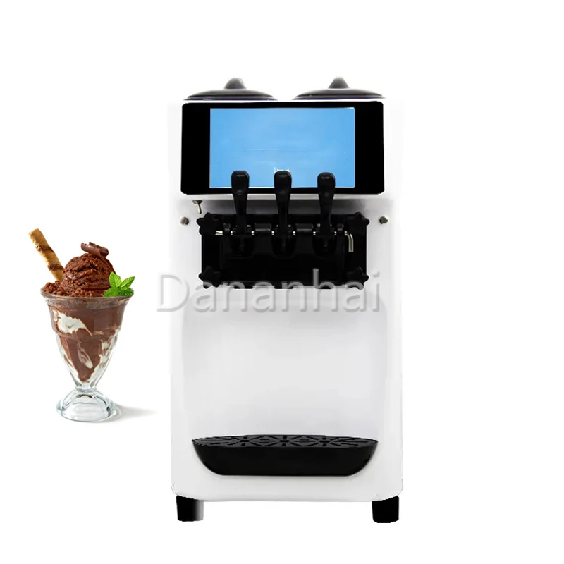 

110V 220V Touch Screen Commercial Soft Ice Cream Machine, Electric Large Capacity Popsicle Machine, 3 Flavors