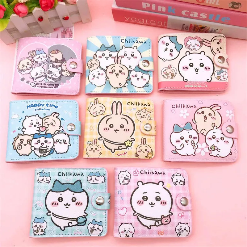 Miniso Kawaii Anime Self Deprecating Bear Fury Chiikawa Hachiware Usagi Cute Cartoon Short Style Card Holder Wallet Girls Gifts