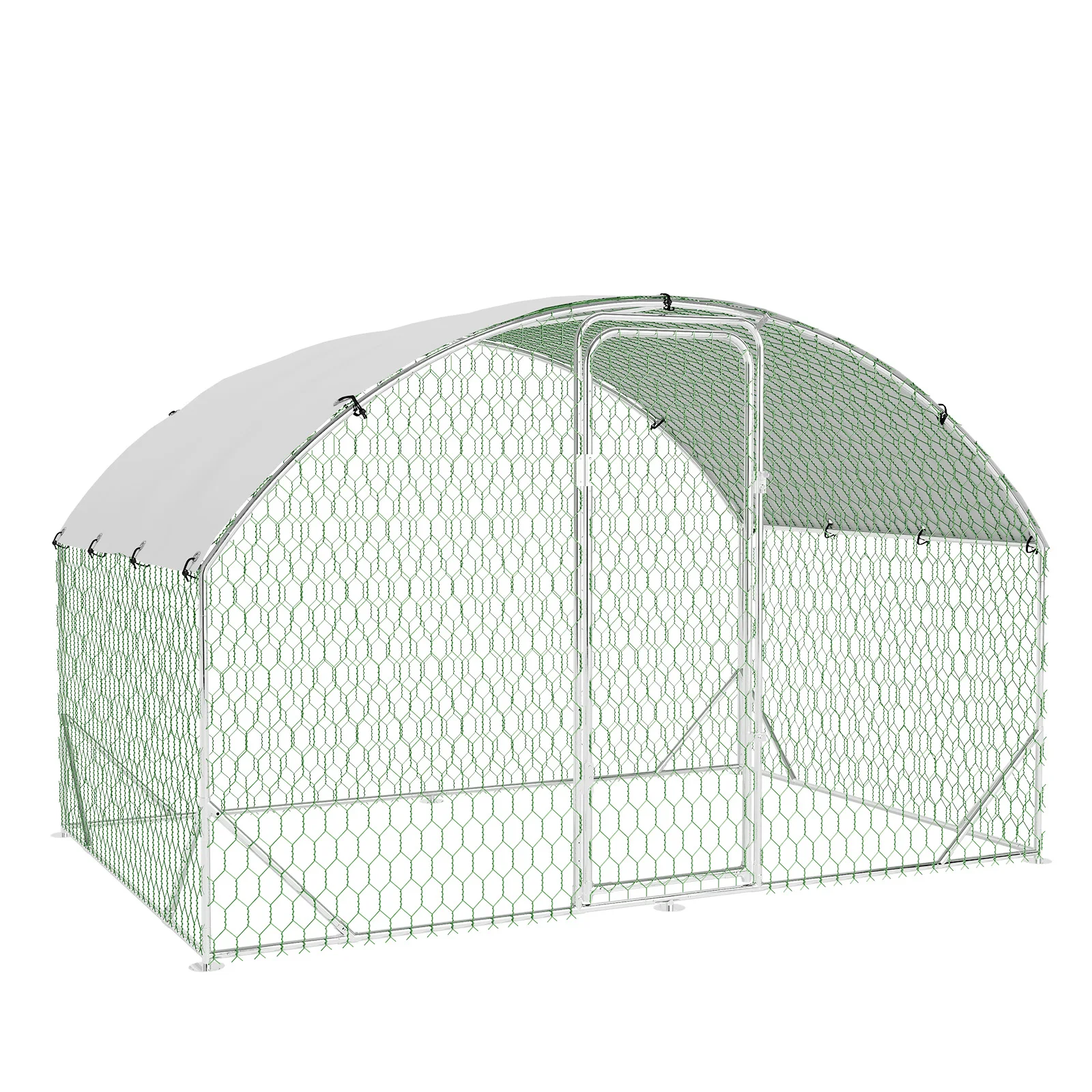 Metal Chicken Coop, Dome Chicken Coop with Upgrade Tri-Supporting, Chicken Run with Waterproof and Anti-UV Cover Chicken Coop