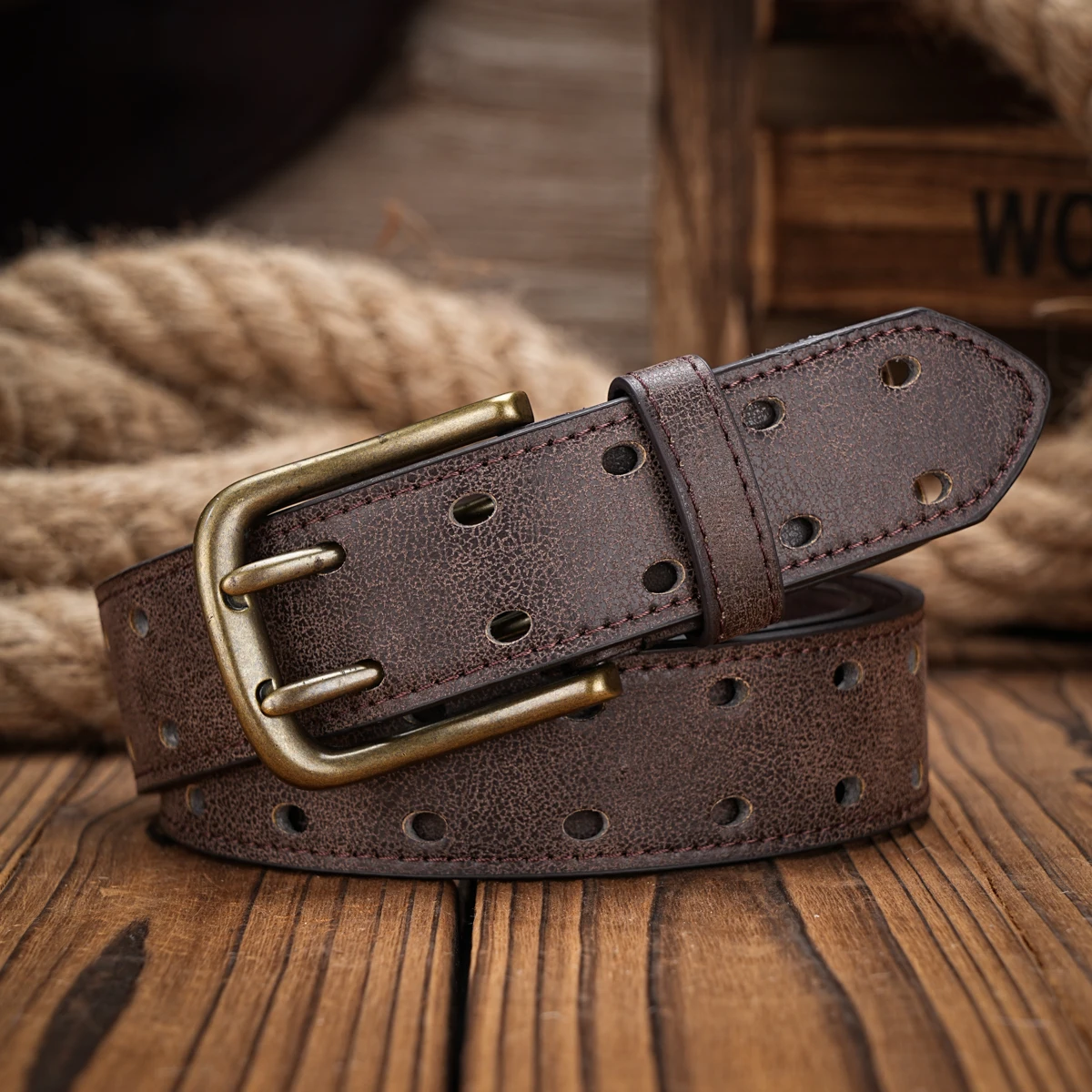 Men & Women-Western-Cowboy-PU Leather-Belts - Vintage Belt Floral Engraved Buckle Belt for Jeans