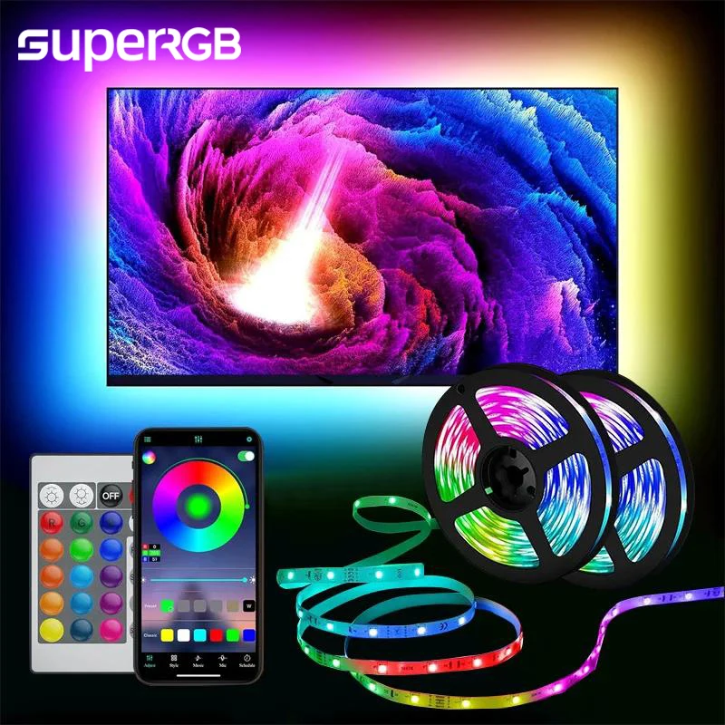 5050 RGB LED Strip Lights Bluetooth APP Control Color Changing  Lamp Tape for Room Decoration Lighting TV Backlight Wall Ribbon