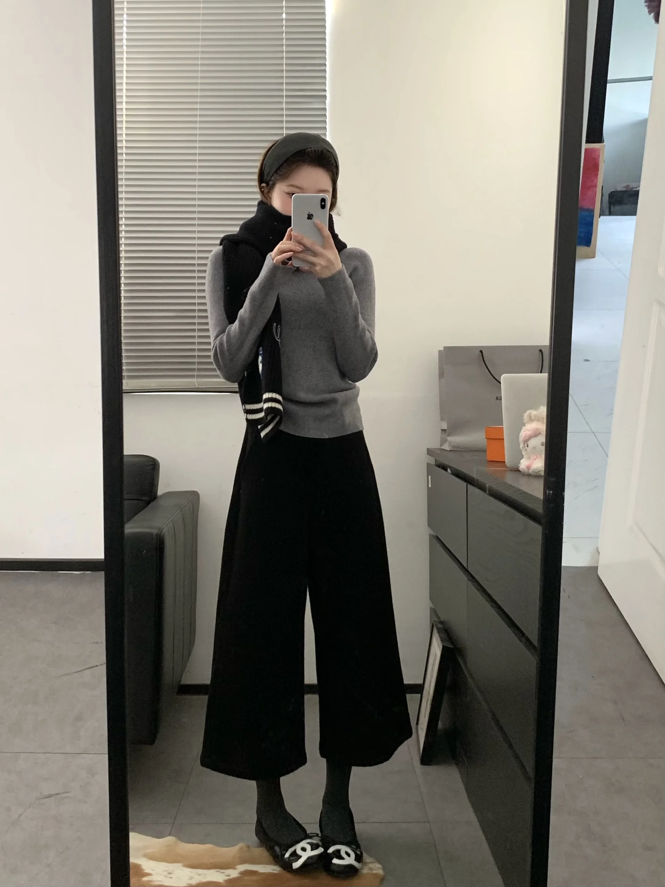 

Брюки Viiwen Sli Bla из тонкой шерсти, 7/8 длины, приталенные, с высокой талией, маленький размер, универсальные, прямые, для костюма, на раннюю весну