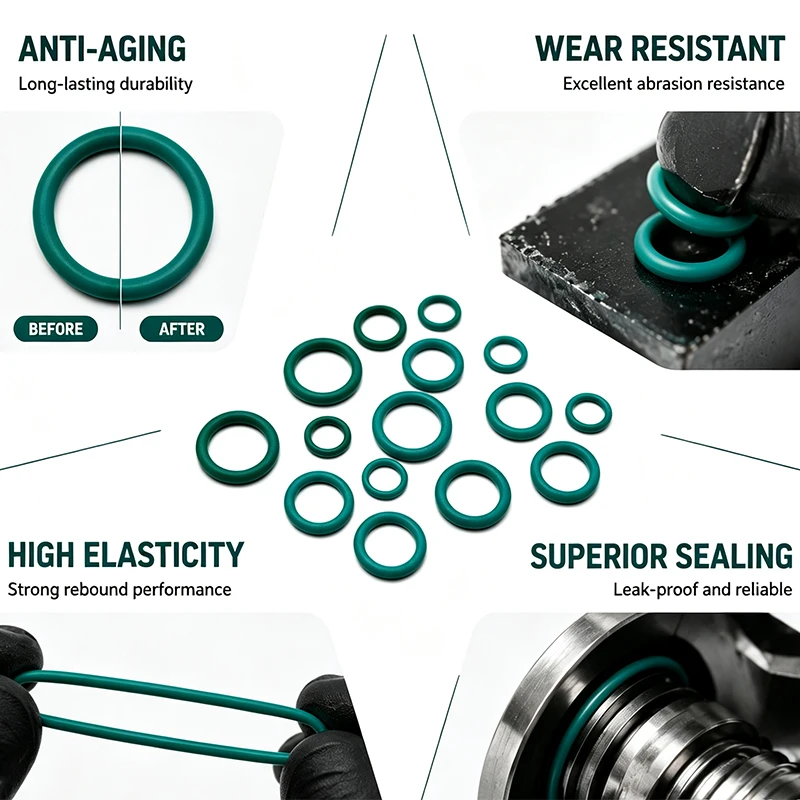 150 Pieces of FKM Green O-ring Set OD 8mm-20mm CS 1.5/1.9/2.4mm Industrial Equipment Maintenance Sealing Rubber Ring Repair Box
