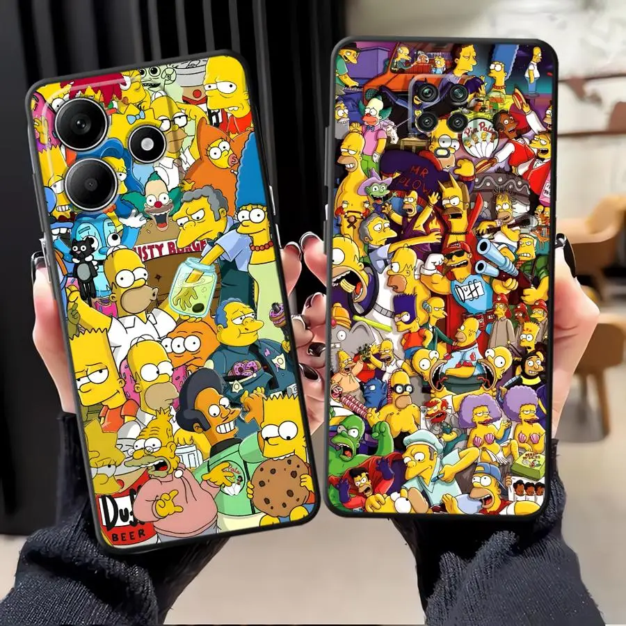 Hülle für Xiaomi Redmi Note 9 10 11 12 Pro 11s 13 14 Plus 10S 9S 12s 7 8 Schwarz Weiche Handyhülle Cartoon The Simpsons