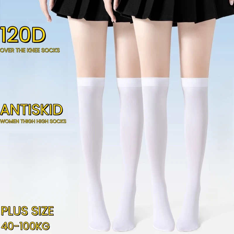 120D Übergrößen Damen Overknee-Strümpfe Warme Überknie-Socken Lange Stiefelstrümpfe Beinwärmer Rutschfeste Lange Socken für Frauen