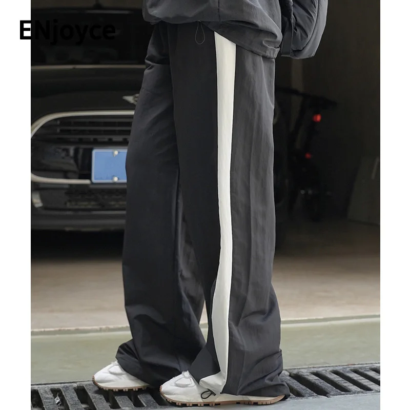 

2024 Summer Women Loose Light Wide Leg Sweatpants Y2K Streetwear Baggy Pants Drawstring High Waist Gym Outdoor Straight Trousers