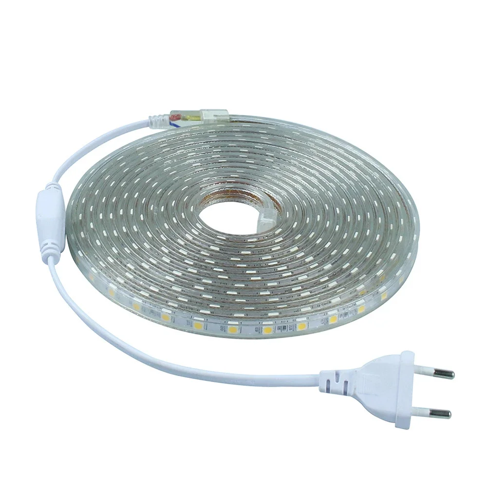 1M-10M Waterproof SMD 5050 LED Strip 220V 230V 60leds/m Flexible tape rope Light