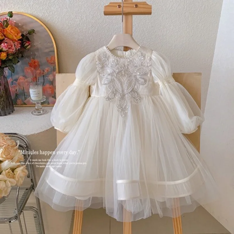 

Girls' Princess Mesh Dress New Children Puffy Gown Kids Autumn Birthday Party Tulle Vestidos Girl Fashion Long-sleeve Clothing