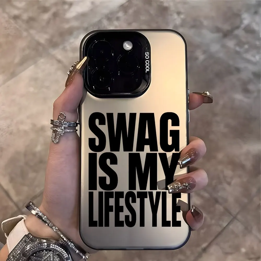 

Letter Print Pattern Fashion Phone Case for iPhone 17/16/15/14/13/12/11 Pro/Max/Plus, Impact-Resistant and Shockproof Back Cover
