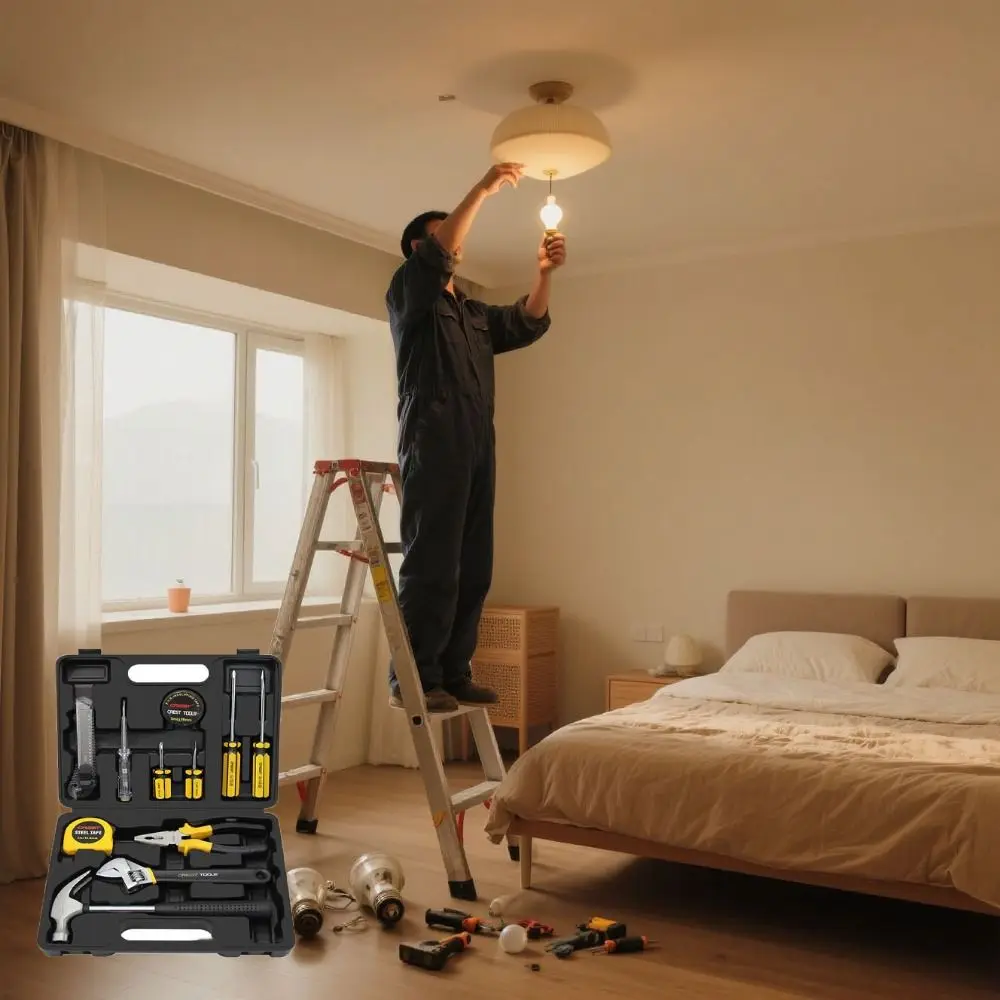 Carbon Steel Gift Tools Set Multi-Function 12V/21V Lithium Household Hardware Toolbox Hard Case Wireless Charging