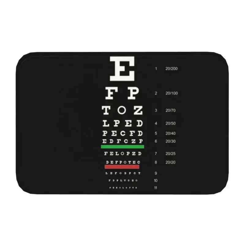 Funny Glasses with Eye Test Chart Doormat Non-Slip Entrance Door Floor Mat Optician Optometrist Living Room Carpet Rug