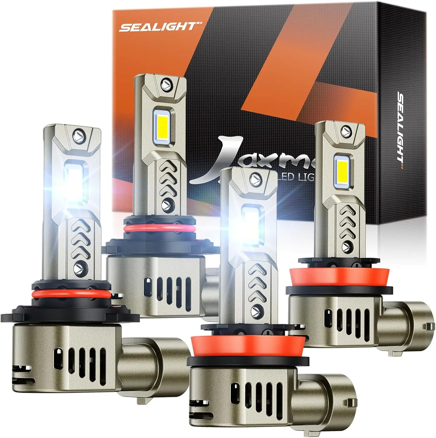 

9005/HB3 H11/H9/H8 LED Bulbs Combo, 90K LM Bright 6500K White, 25K RPM Fan, Pack of 4