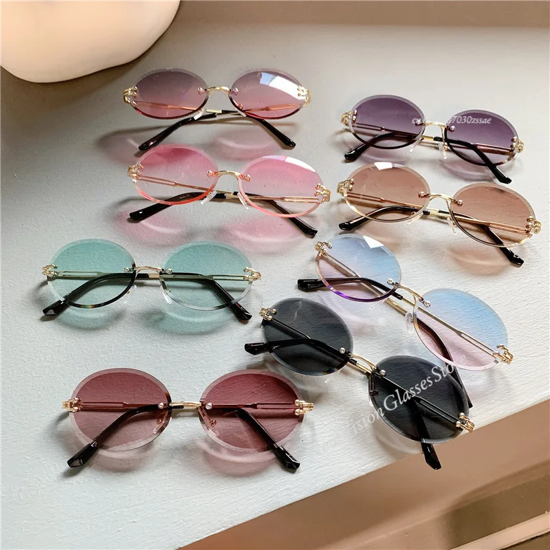 

2025 Rimless Luxury Trendy Sunglasses Cut-Edge Sunglass Brand Designer Shades Women Sun Glasses UV400 Очки Солнечные Женские
