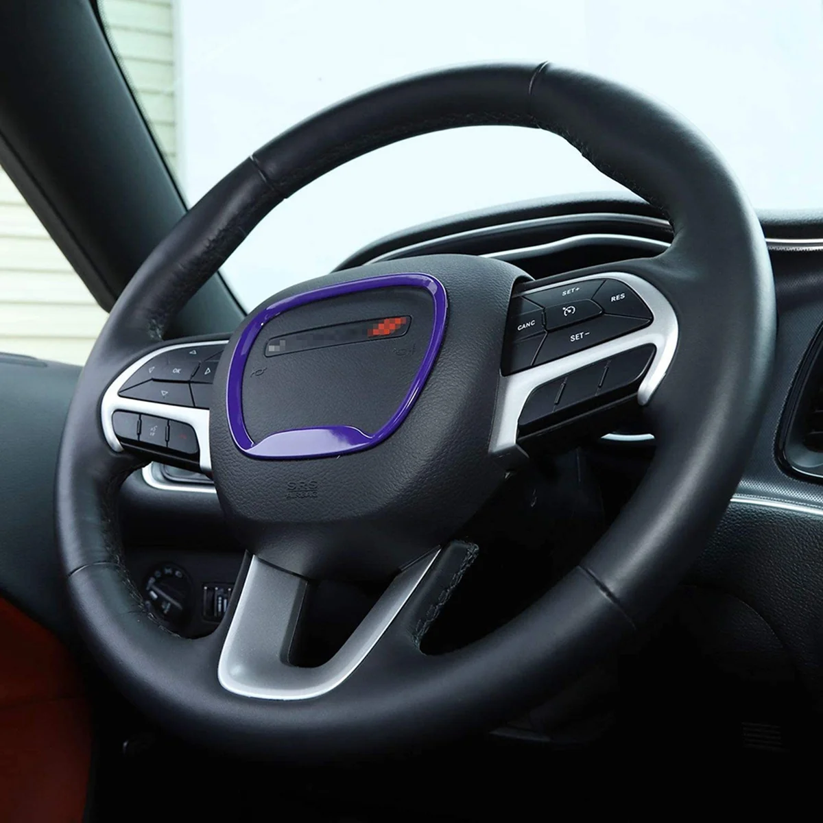 Steering Wheel Trim Interior Accessories for 2015-2020 Dodge Challenger Charger 2014-2020 Durango ABS, Purple
