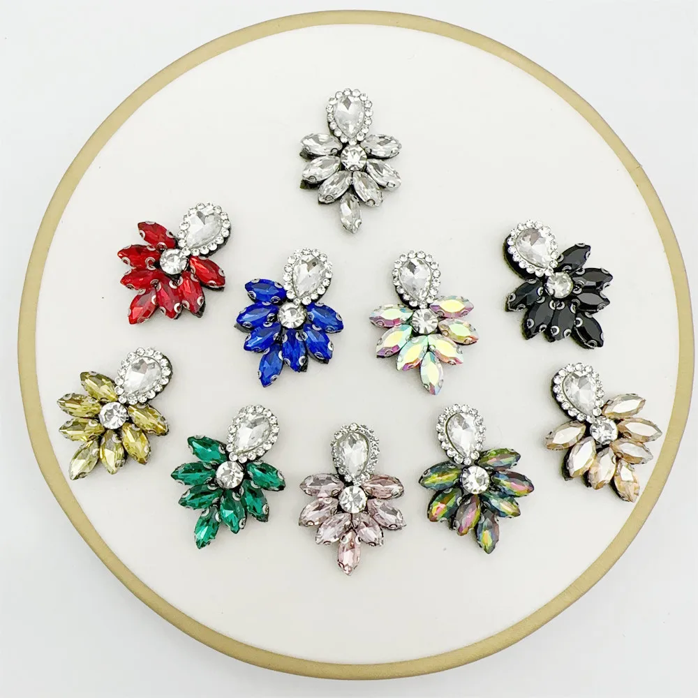 20PCS New Hot Sell Handmade Sew On Embroidery Crystal Flower Patches for Clothing DIY