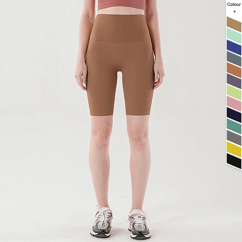 

Women Summer Sports Naked Sense Yoga Shorts Tight Buttocks Fitness Pants High Waist Five-point Pants Yoga Cycling Running Shorts