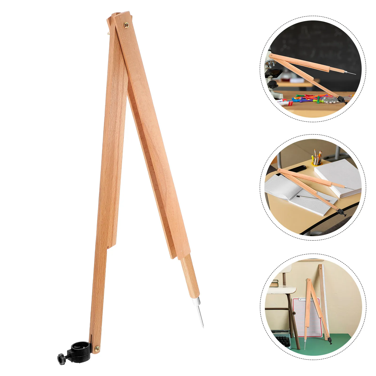 

Versatile Wooden Drawing Compass for Math Geometry Teaching Whiteboard Clip Chalk Holder Classroom Demonstration Student Use