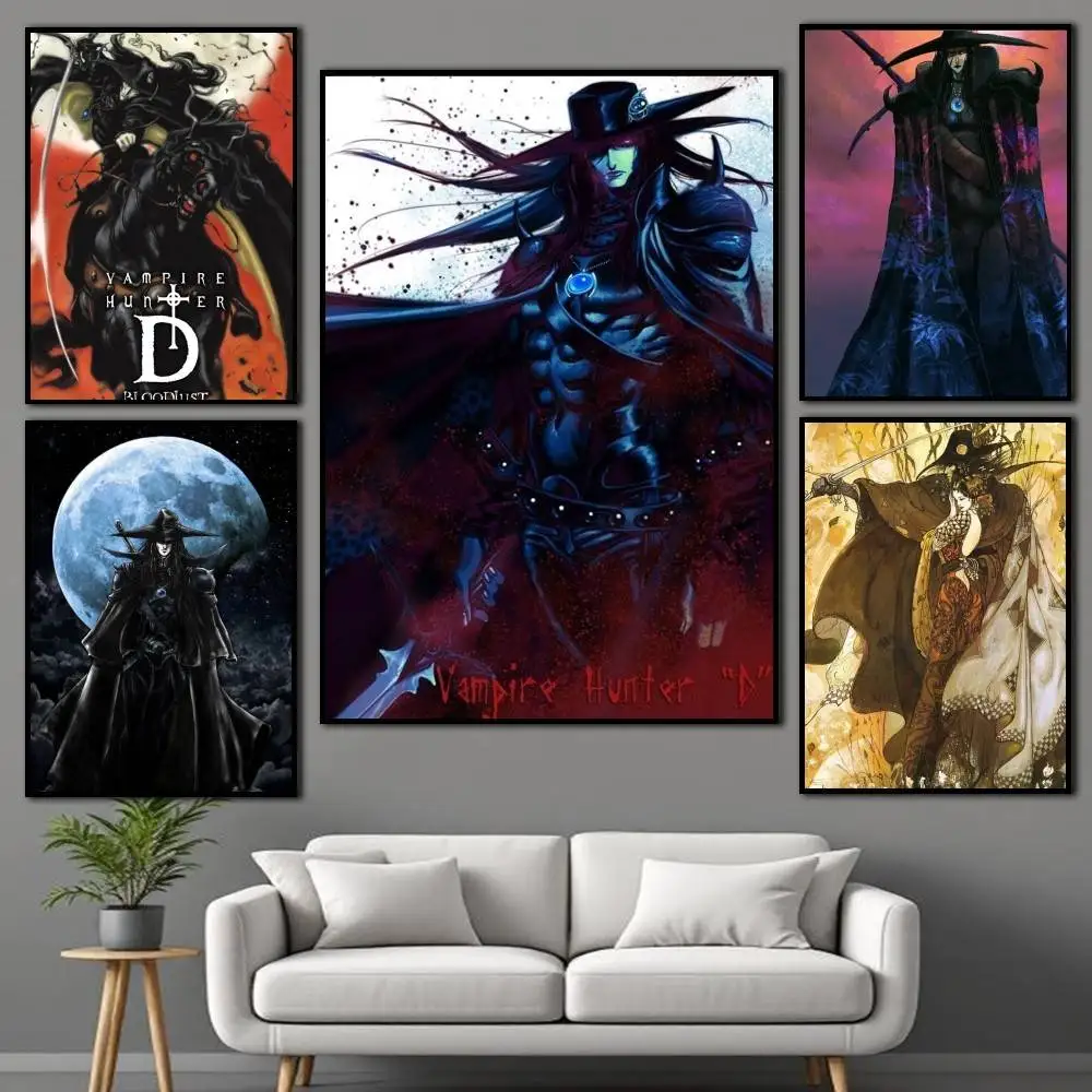 

V-Vampire H-Hunter-D Vintage Style Merch Poster Self-adhesive Art Waterproof Paper Sticker Coffee House Bar Room Wall Decor