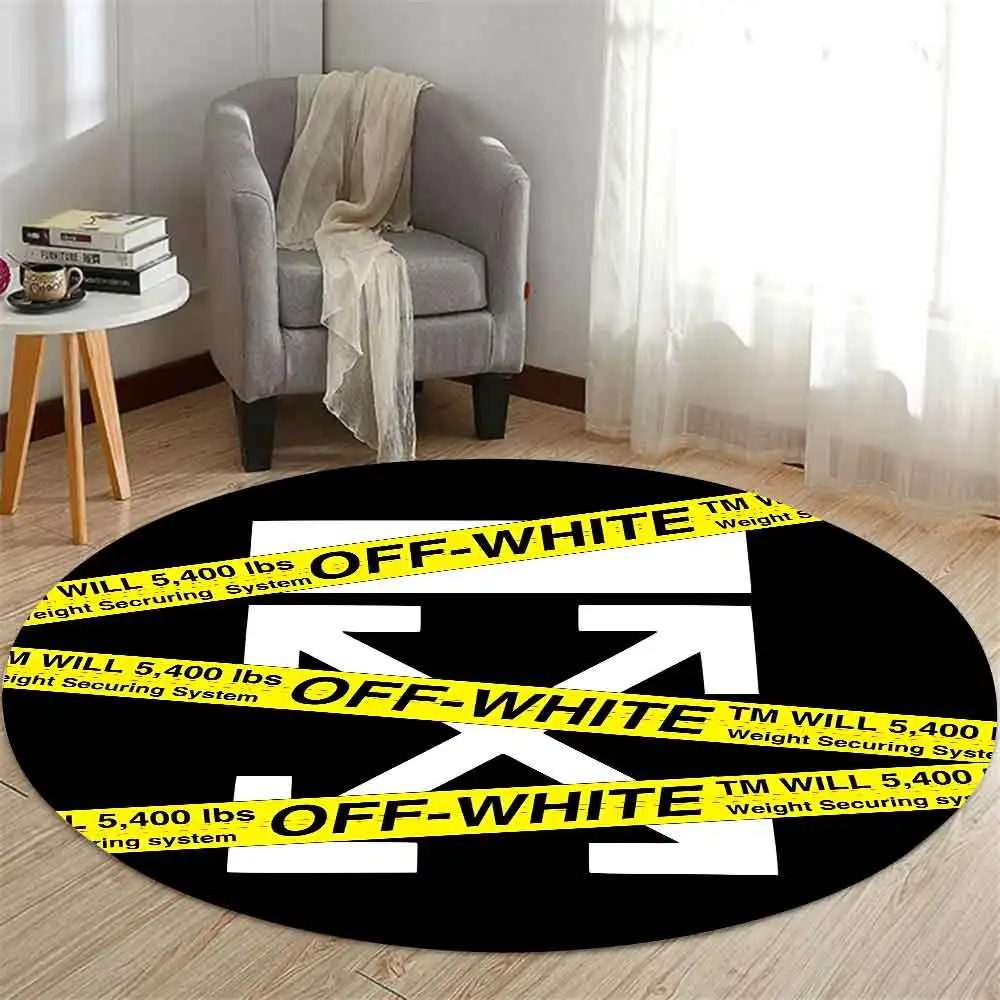 HD Printed Round Carpet for Living Room Bedroom Kitchene Rugs Mats Flannel Anti-Slip Rug Decoration Gift o-offs white