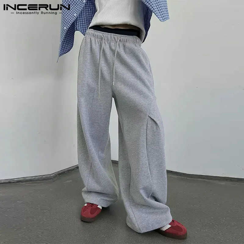 INCERUN Korean Style Pantalons Stylish Men Deconstruction Design Pleated Long Pant Casual City Walk Male Hot Sale Trousers S-5XL