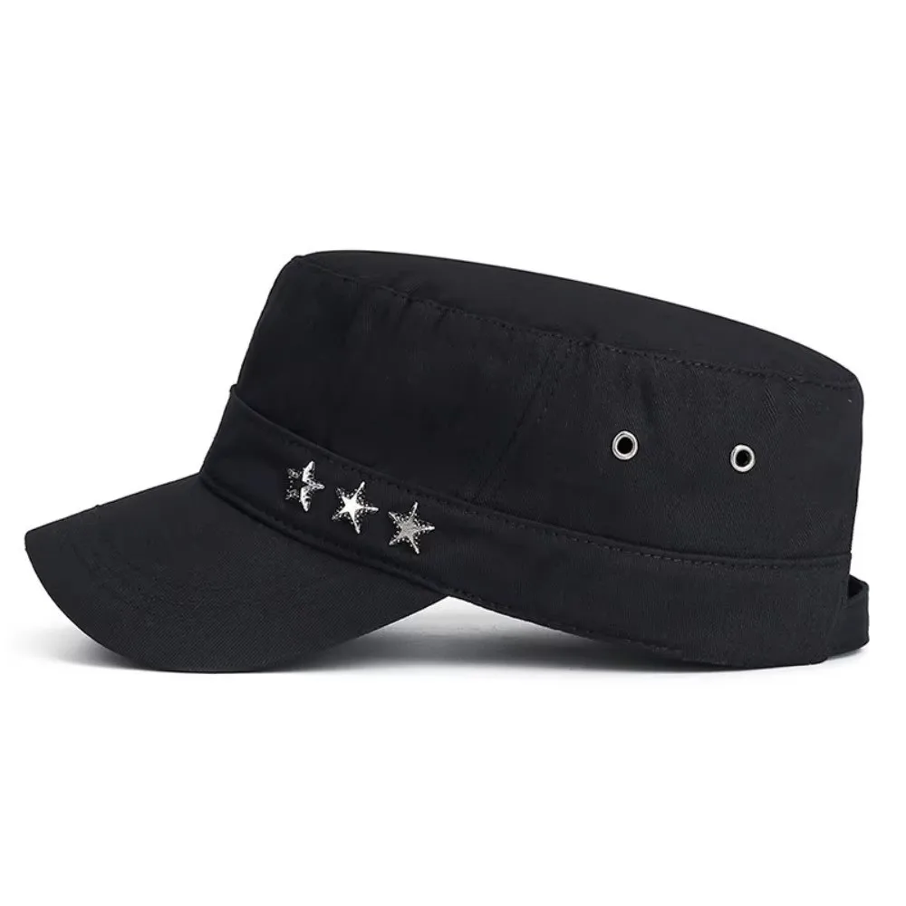 Fashion Five-Pointed Flat Cap Wide Brim Breathable Baseball Cap Cotton Adjustable Men Sun Hat