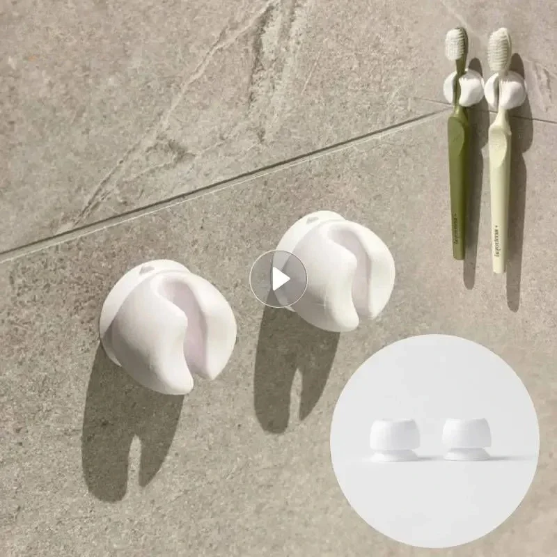 

4Pcs Toothbrush Holder Simple Silicone Toothbrush Holder (with Suction Cup) Bathroom Accessories Products Household Merchandises