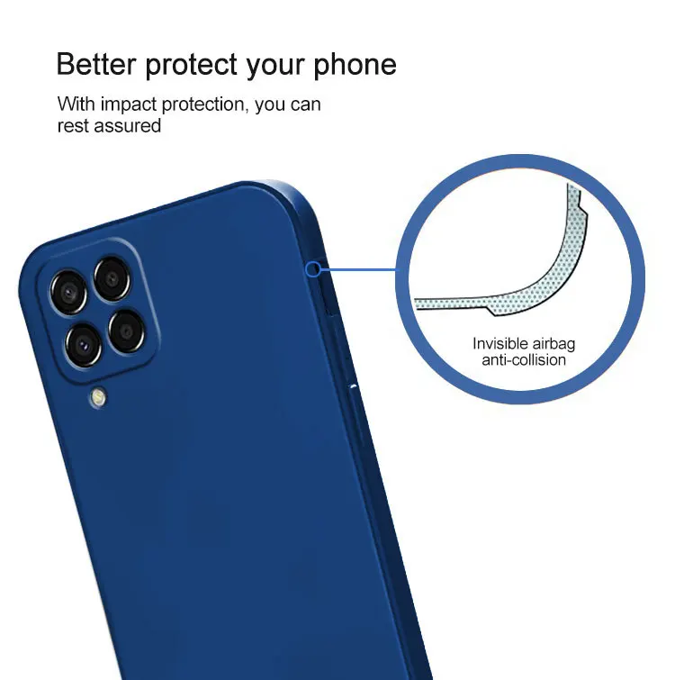 Funda Platz Telefon Fall für Samsung Galaxy A22 4G M22 M32 4G Flüssigkeit Silikon Fundas Kamera Schutzhülle zurück Abdeckung Fall – Detail 3