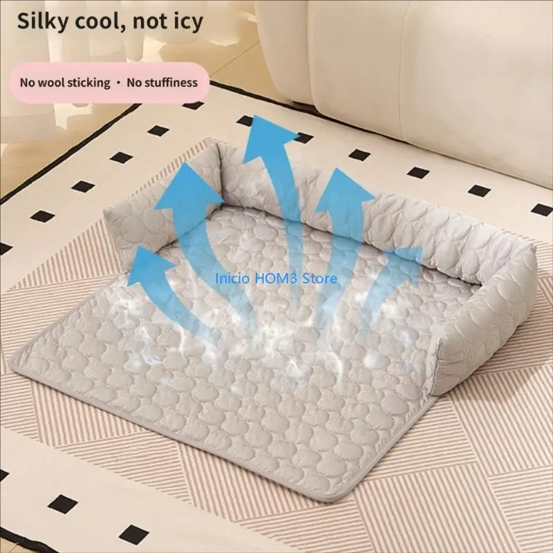 A5YD Quilted Pet Rest Pad Cushioned Border Pillow Support, and Open Front Form for Indoor Sleep with Floor Use
