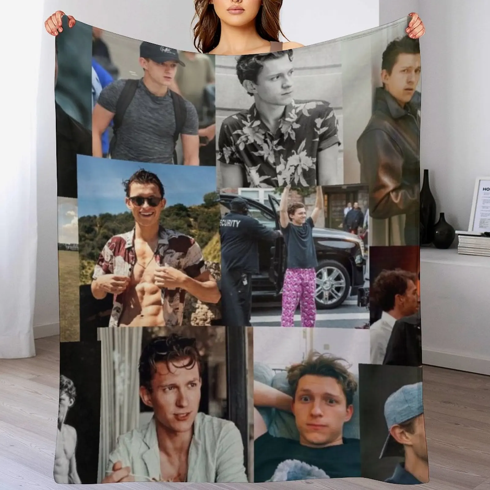 

Tom Holland collage Throw Blanket Luxurious Soft Fuzzy Blanket for Sofa Bed