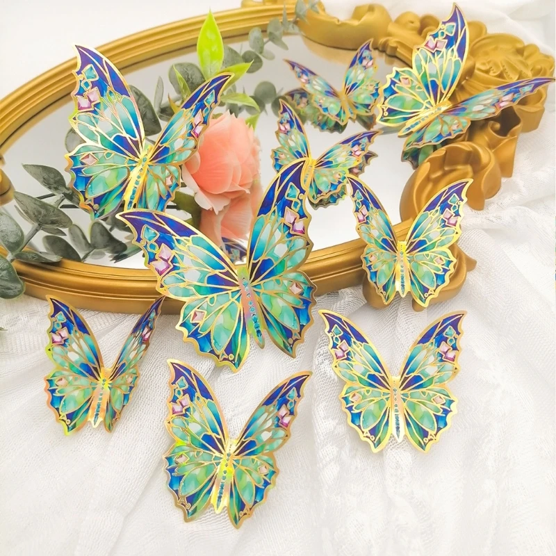 3D Butterfly Wall Decors 12Pcs Small Large 2Sizes Colorful Butterfly Decorations for Birthday Party Adhesive Stickers