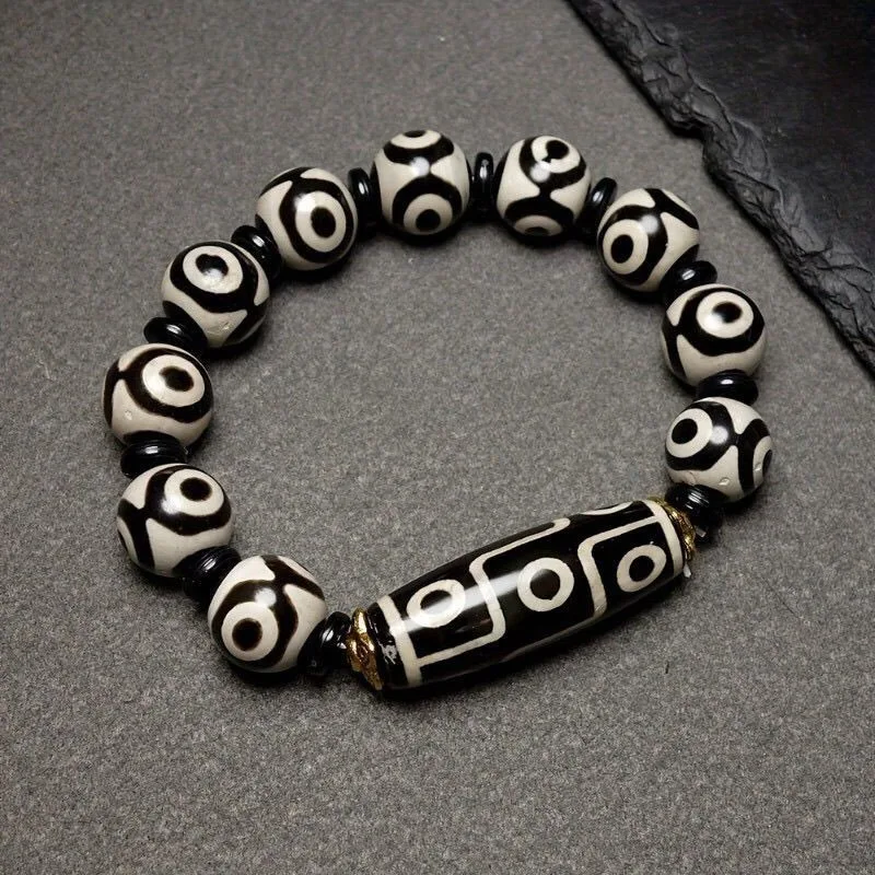 

Браслет из натуральных бусин Dzi — классические простые украшения, унисекс, подходящие для повседневного ношения