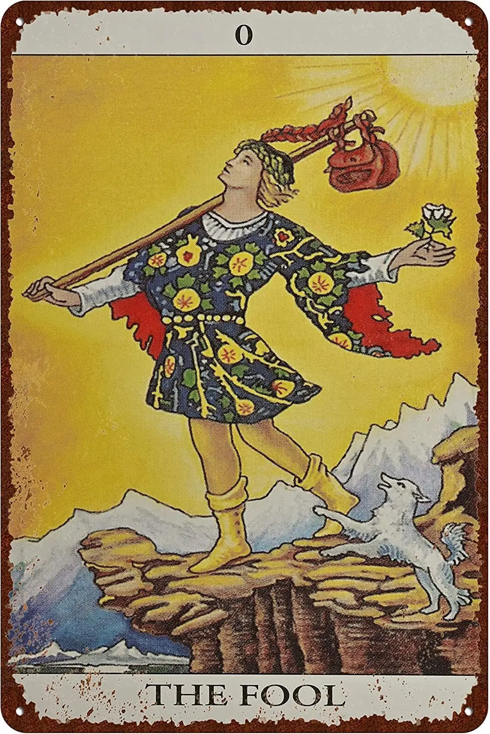 Vintage Tarotkarten-Blechschilder, „The Fool“ Metallschilder für Küche, Zuhause, Büro, Bar, Café, Dekoration