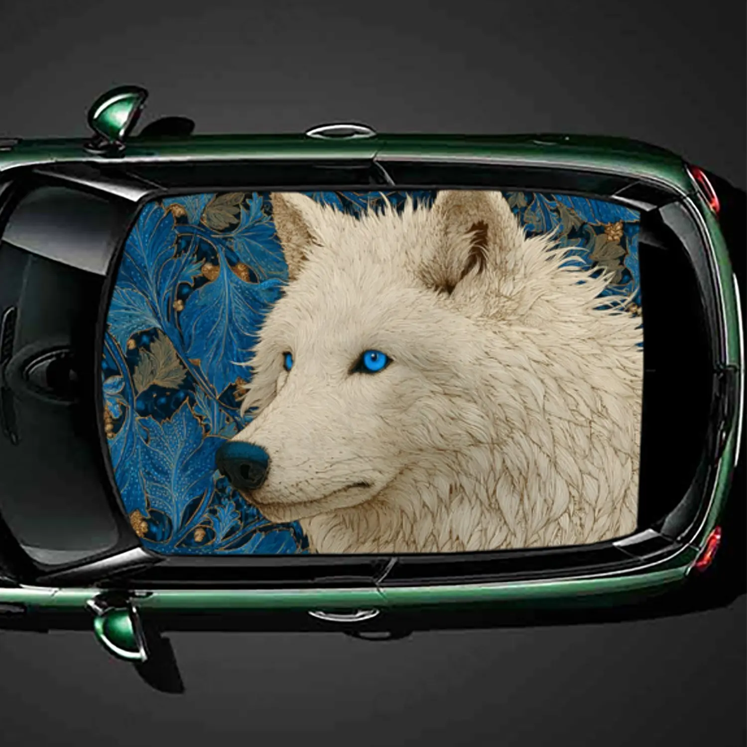 

Mystical White Wolf Car Roof Sticker, Auto Vinyl Wraps Decal, Self-adhesive Waterproof Car Exterior Accessory, Unique Car Decora