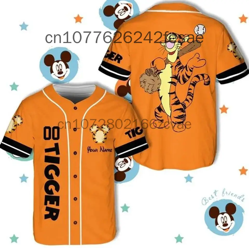 Tigger White Yellow Disney Baseball Jersey Tigger Winnie The Pooh Black Orange Disney Unisex Cartoon Graphic Casual Outfits