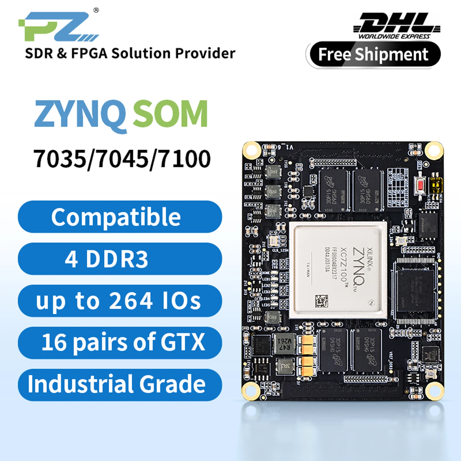 Puzhi PZ7035 PZ7045 PZ7100-SOM-900I FPGA Core Board Xilinx ZYNQ7000 XC7Z035 XC7Z045 XC7Z100 Industrial Grade