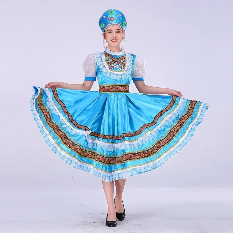 Songyuexia-dança russa tradicional traje, vestido europeu princesa palco, roupas performance palco