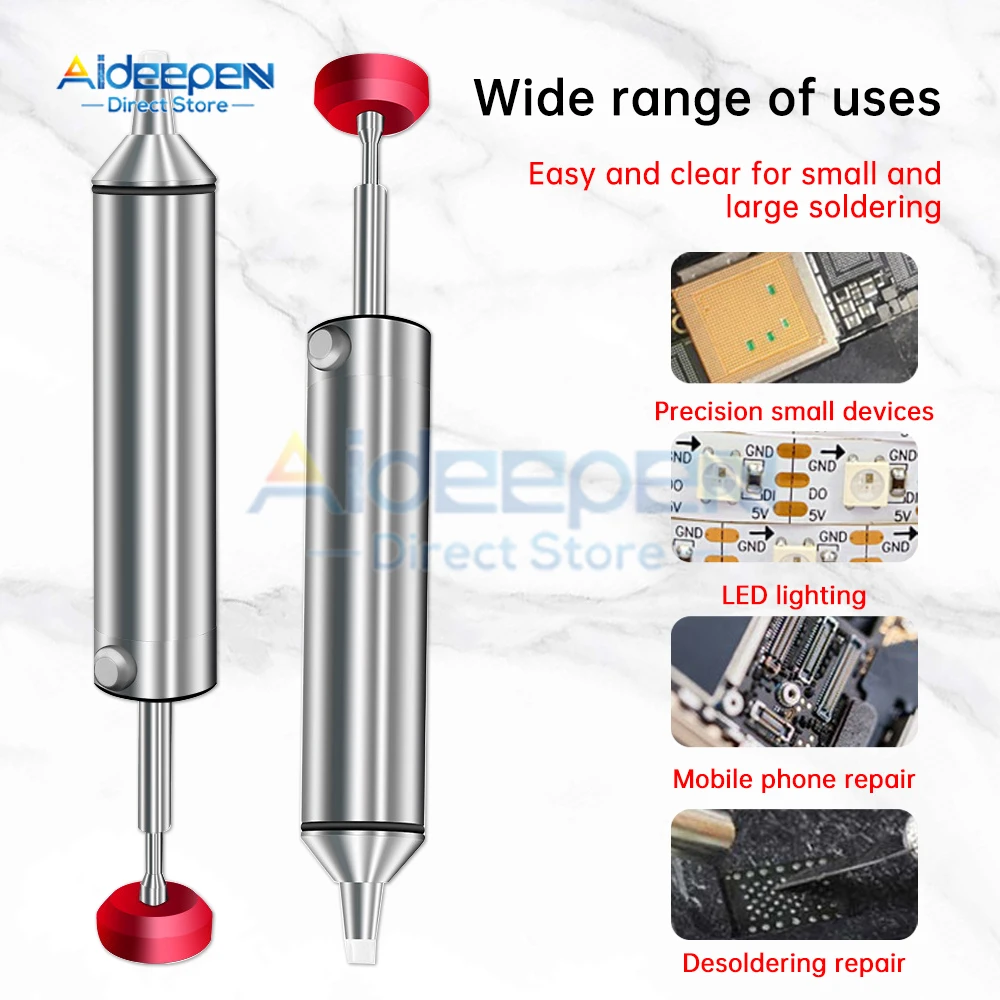 

Silvery Aluminum Metal Desoldering Pump Suction Tin Sucker Pen Removal Vacuum Soldering Iron Desolder Hand Welding Tools