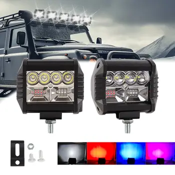 Barra luminosa a LED da lavoro per auto da 4 pollici e 60 W, lampada di guida per fuoristrada, barca, trattore, camion, 4x4, SUV, ATV, luce stroboscopica rossa e blu 10 best sales faro di ricerca per barche - №10