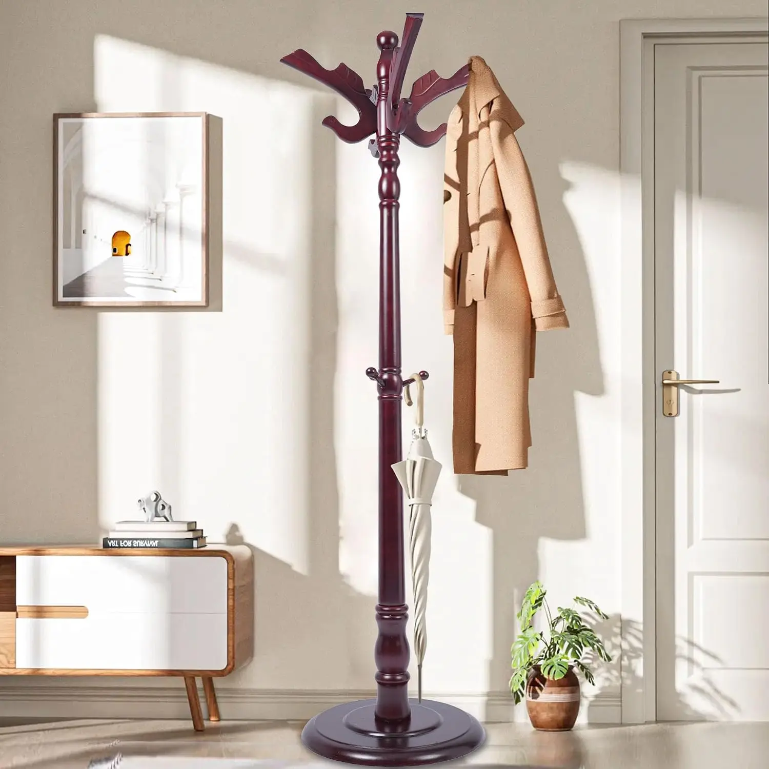 Free Standing Coat Rack Mahogany Swallow Pattern 1PCS, Customized